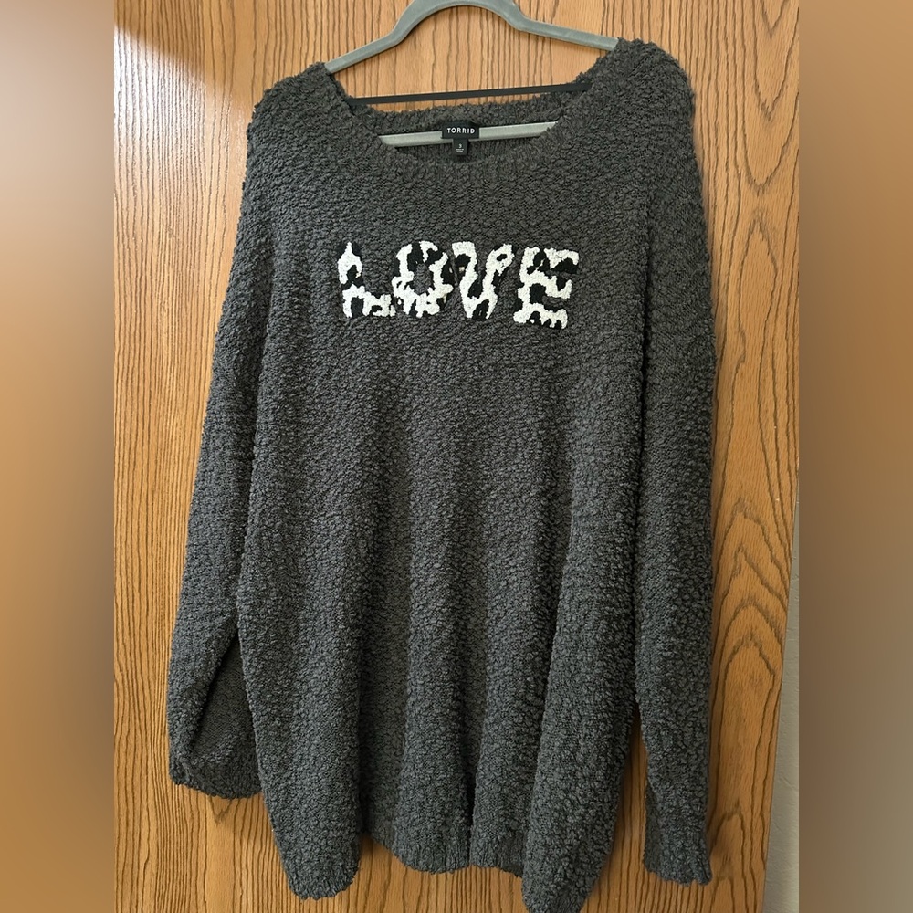 Torrid Charcoal Plush Pullover Sweater